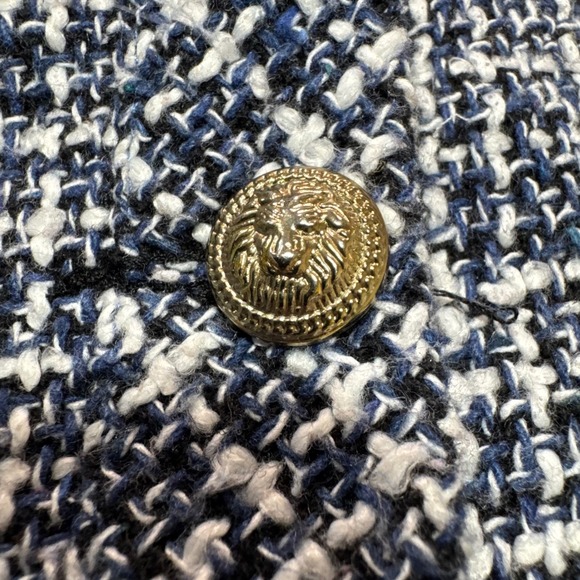Vintage Y2K Tweed Skirt Suit Lion Button Blazer Mini Set Power Chic XL - Picture 4 of 13